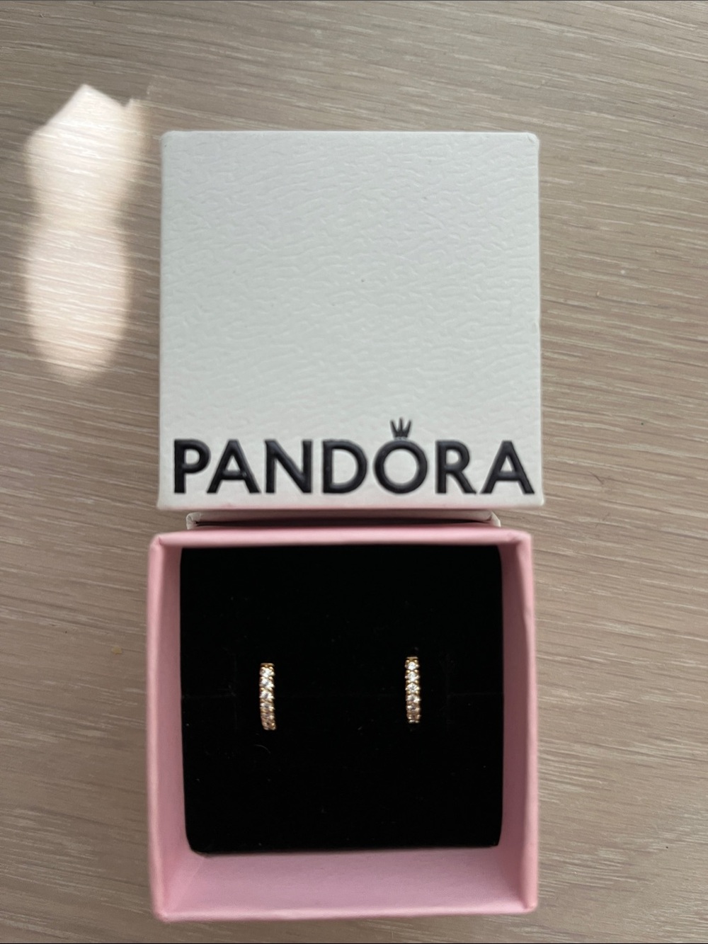 Pandora Rose-Tone Pavé Mini Hoop Earrings
